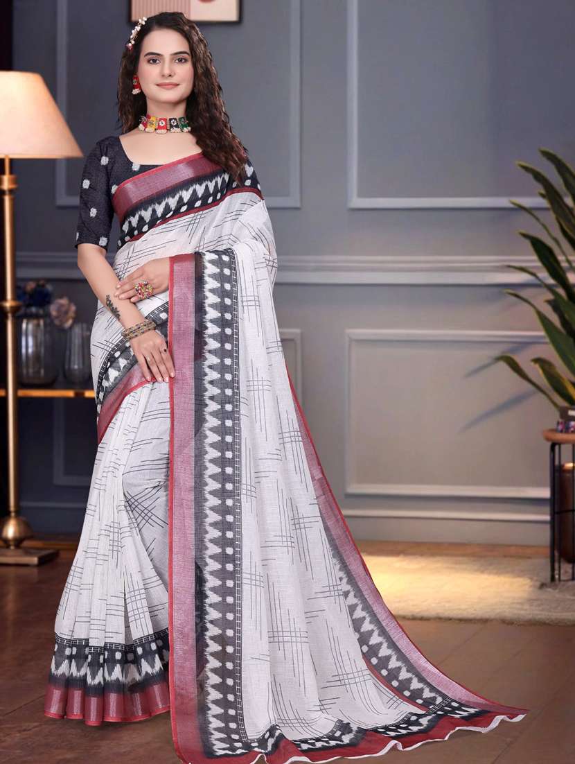 women printed casual wear saree with blouse - 22041604 - Standard Image - 2