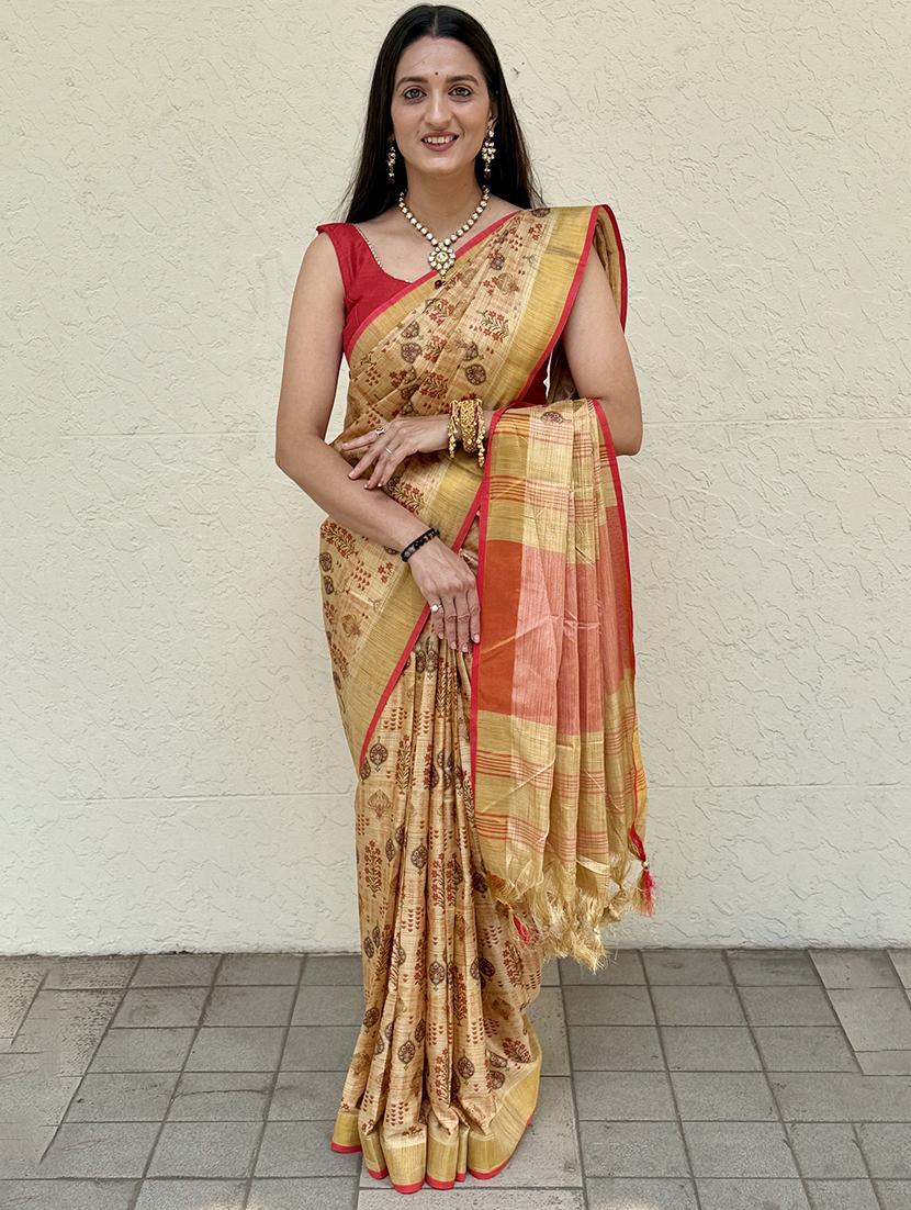 women printed casual wear saree with blouse - 22041627 - Zoom Image - 0