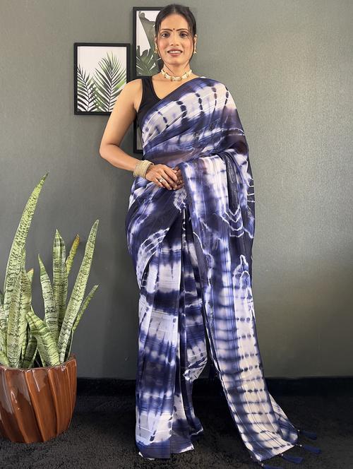 women tie & dye printed saree with blouse - 22041636 - Standard Image - 0