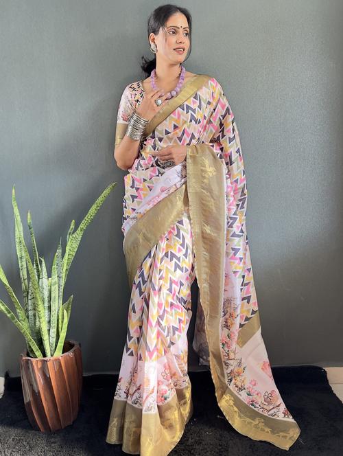 women printed bordered saree with blouse - 22041705 - Standard Image - 0