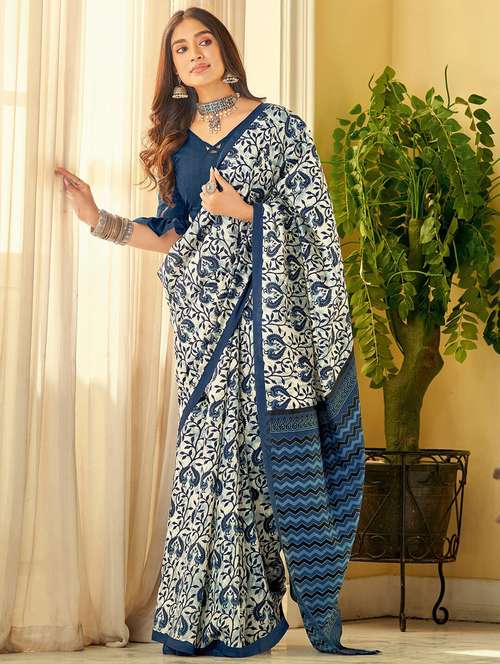 women printed casual wear saree with blouse - 22041713 -  Standard Image - 0
