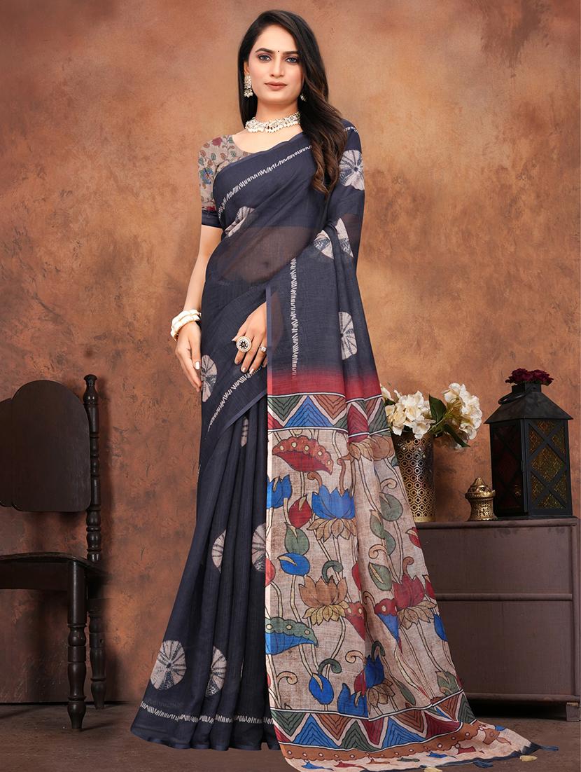 women printed casual wear saree with blouse - 22041715 -  Zoom Image - 0