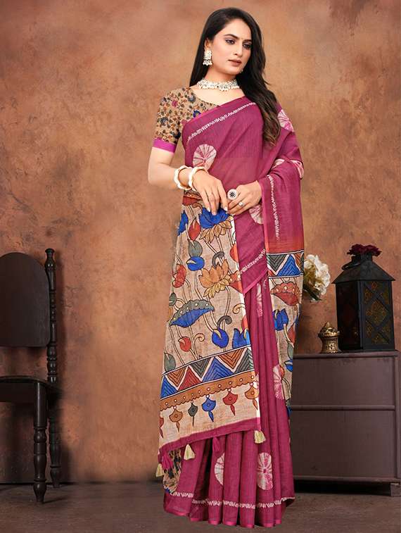 women printed casual wear saree with blouse - 22041717 -  Standard Image - 2