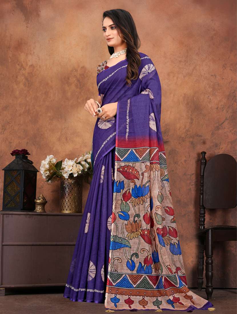 women printed casual wear saree with blouse - 22041719 -  Standard Image - 2