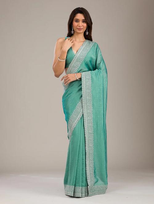 women solid with bordered saree with blouse - 22041738 - Standard Image - 0