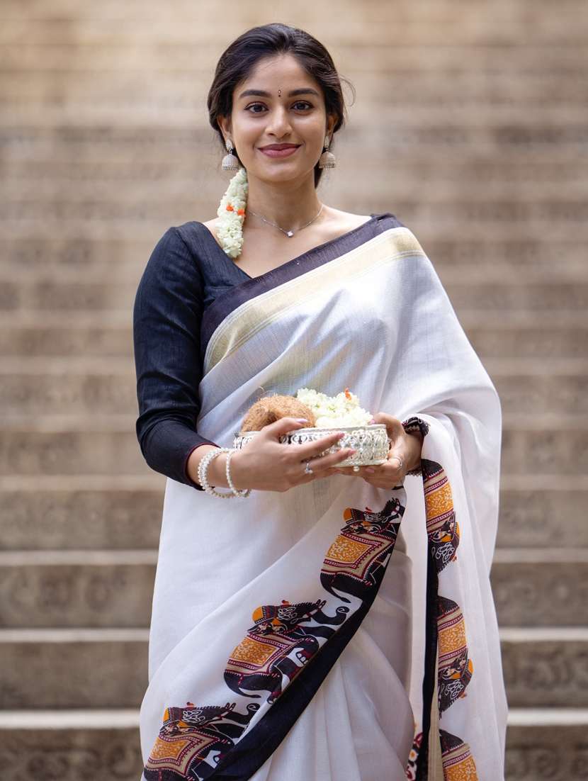 women printed casual wear saree with blouse - 22041739 - Standard Image - 2
