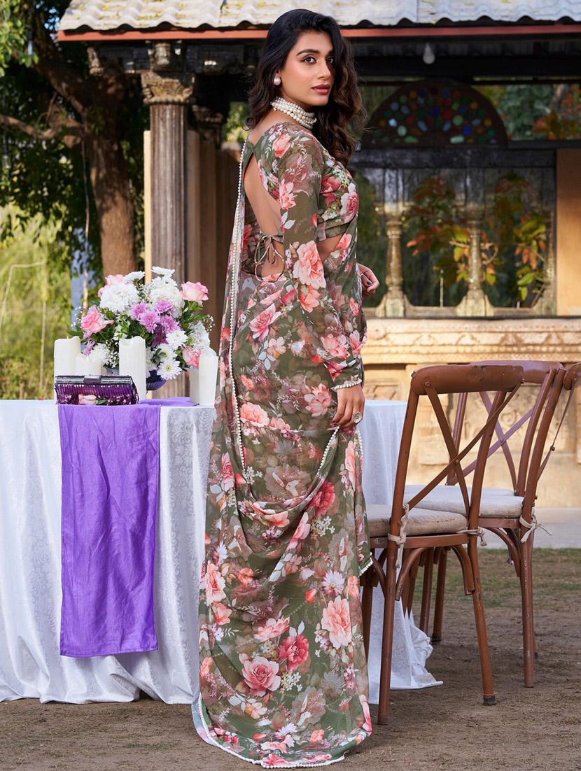 women printed casual wear saree with blouse - 22041740 - Standard Image - 2