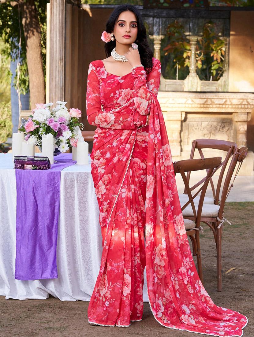 women printed casual wear saree with blouse - 22041742 - Zoom Image - 0