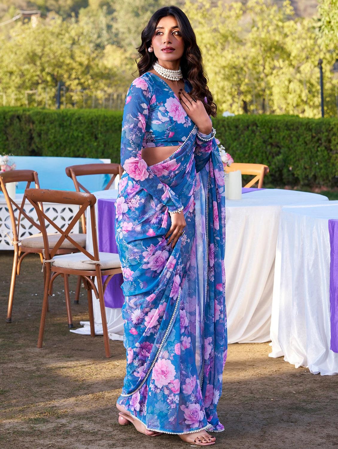 women printed casual wear saree with blouse - 22041743 - Standard Image - 2