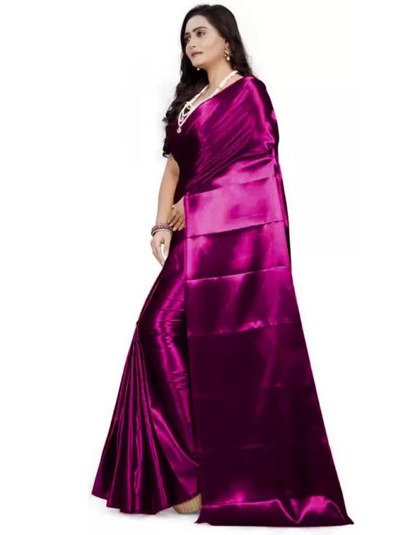 women solid plain saree with blouse - 22041839 - Standard Image - 2
