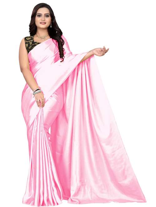 women solid plain saree with blouse - 22041841 - Standard Image - 0
