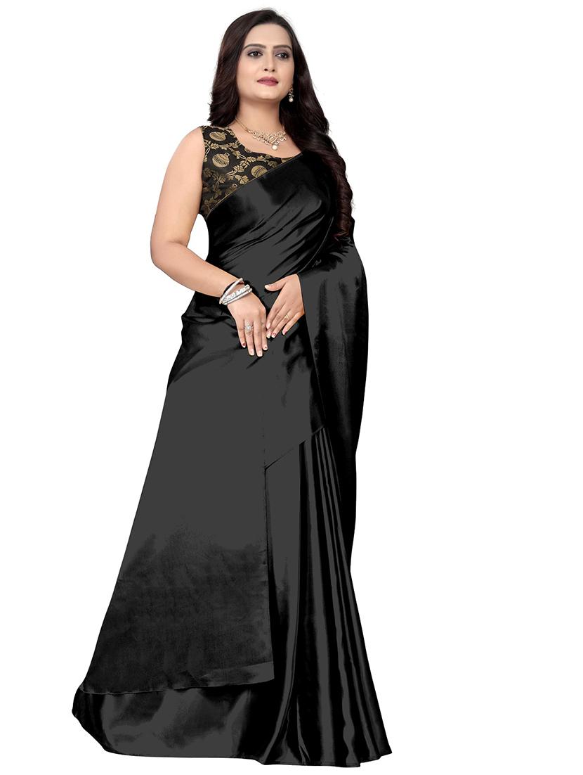 women solid plain saree with blouse - 22041842 - Standard Image - 2