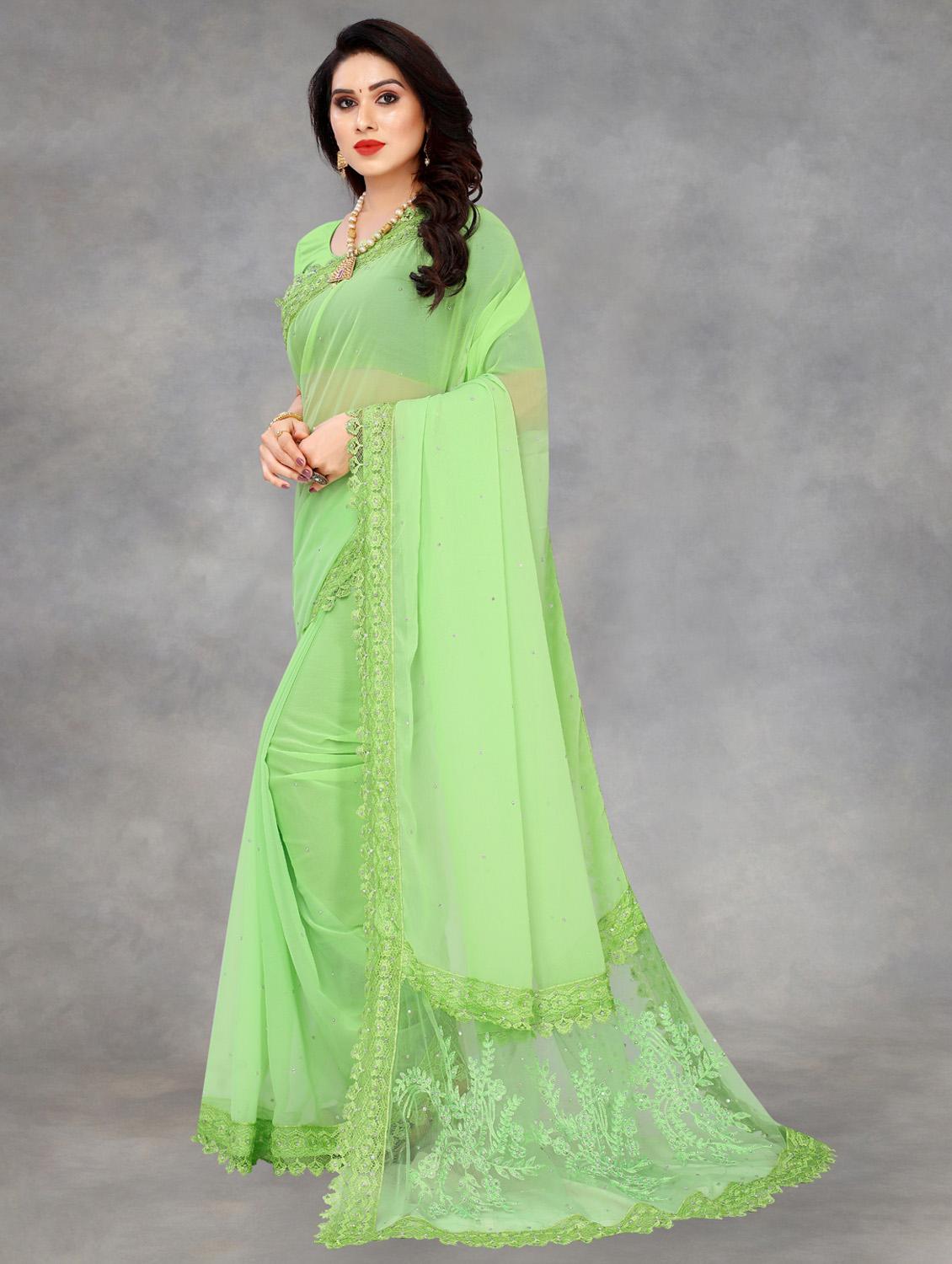 women solid with work embroidered saree with blouse - 22041848 - Standard Image - 2