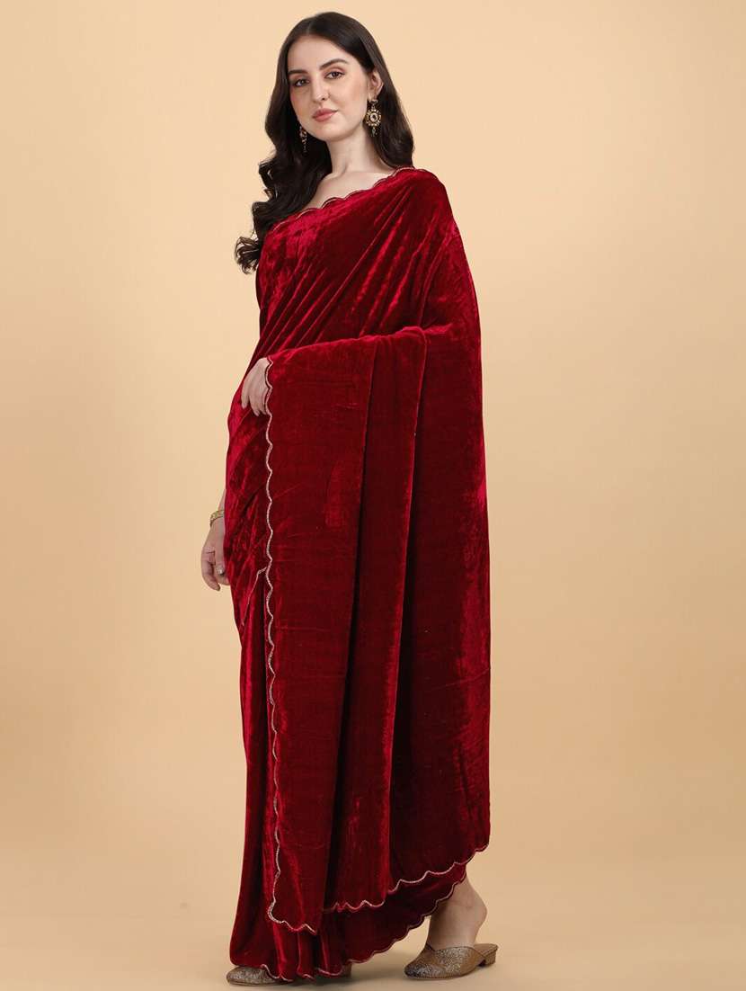 women solid plain saree with blouse - 22041862 -  Standard Image - 2