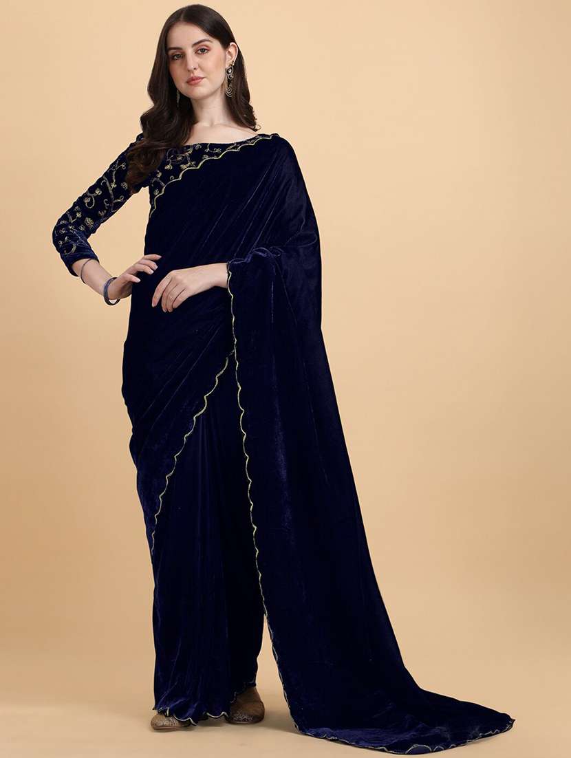 women solid plain saree with blouse