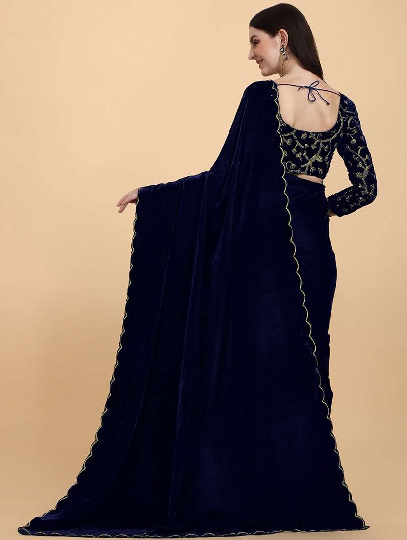 women solid plain saree with blouse - 22041863 -  Standard Image - 2