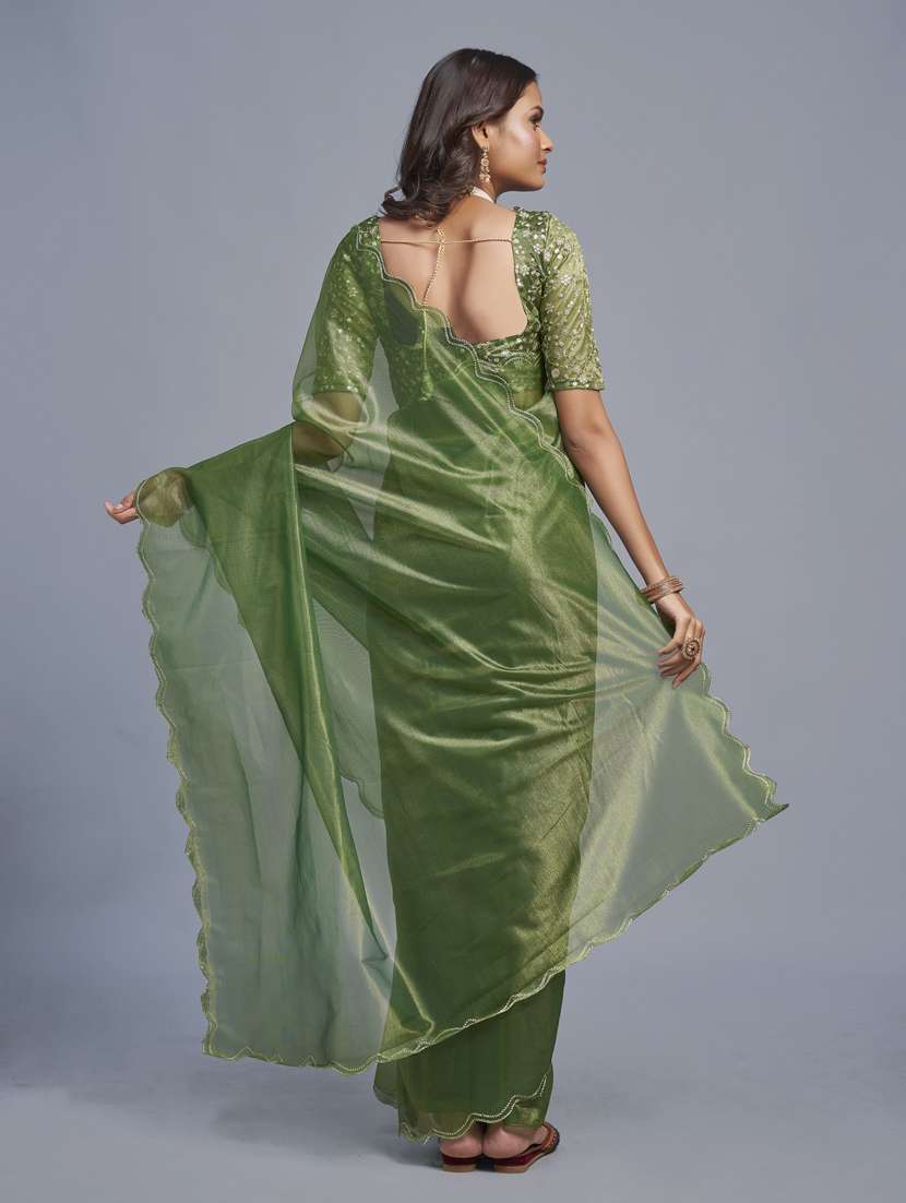 women solid plain saree with blouse - 22041896 - Standard Image - 2
