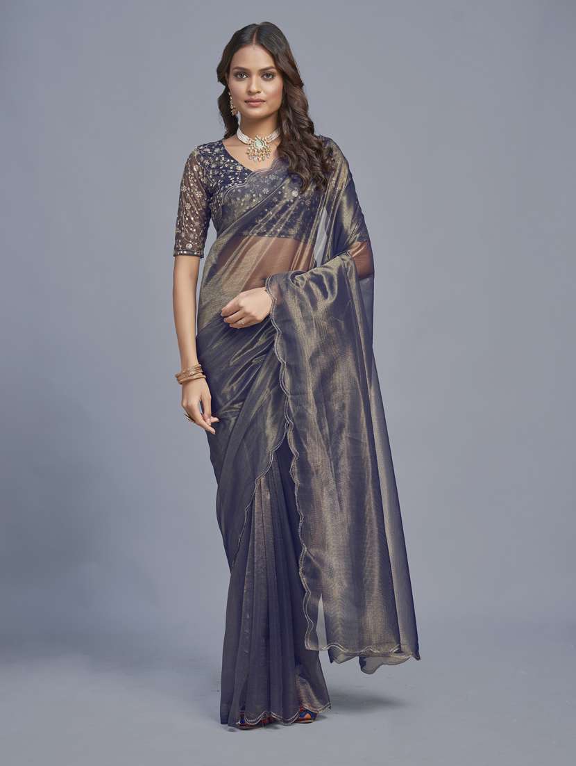 women solid plain saree with blouse