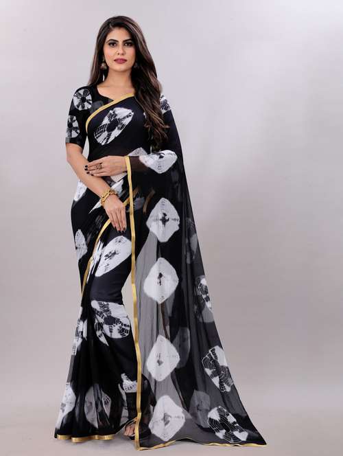 women tie & dye printed saree with blouse - 22041922 - Standard Image - 0