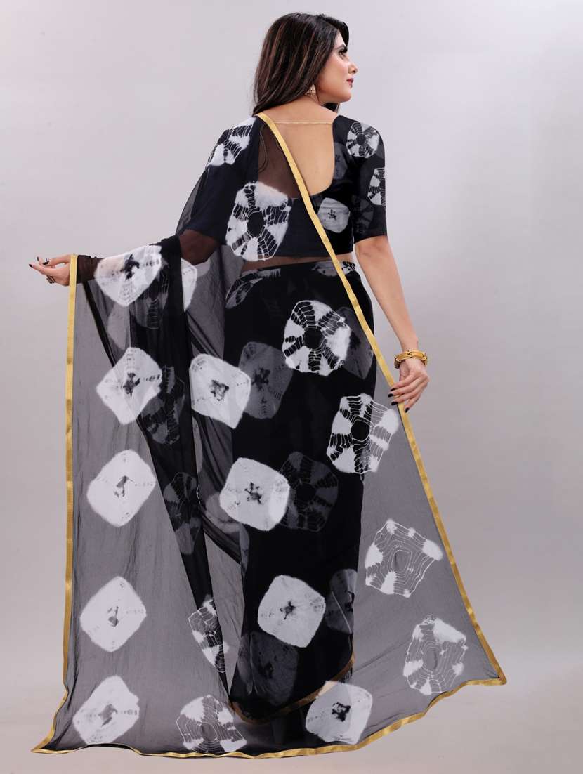 women tie & dye printed saree with blouse - 22041922 - Standard Image - 2