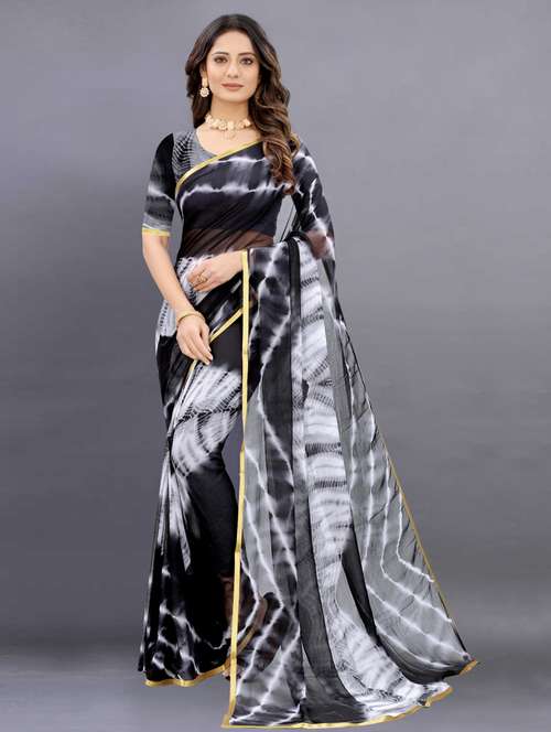 women tie & dye printed saree with blouse - 22041923 - Standard Image - 0