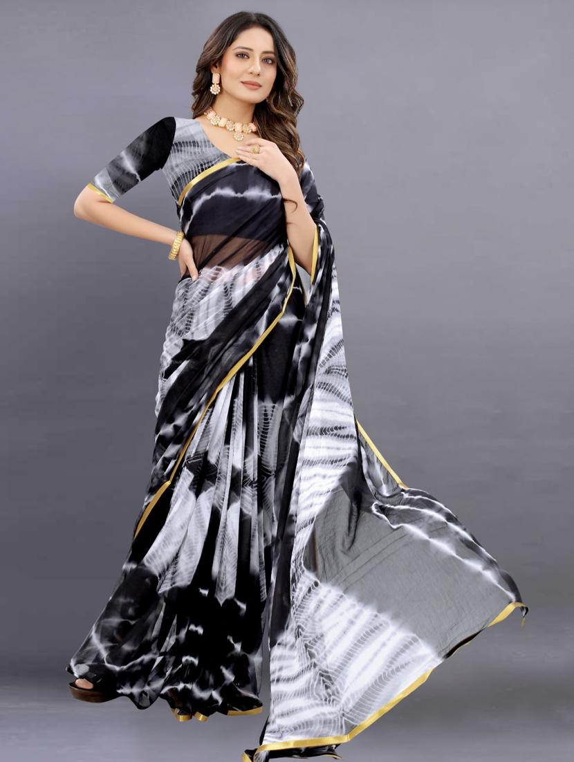 women tie & dye printed saree with blouse - 22041923 - Standard Image - 2