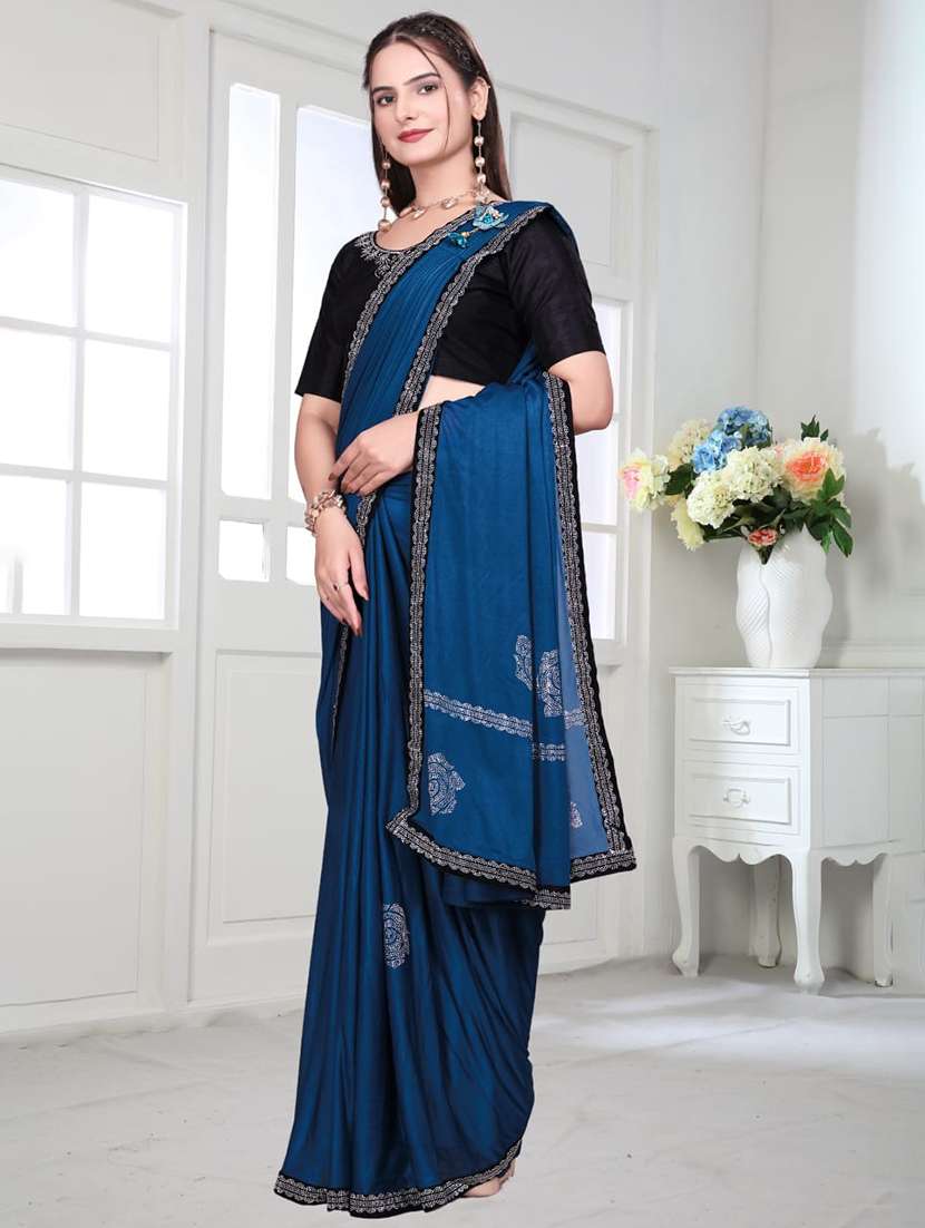 women printed bordered saree with blouse - 22041957 - Standard Image - 2