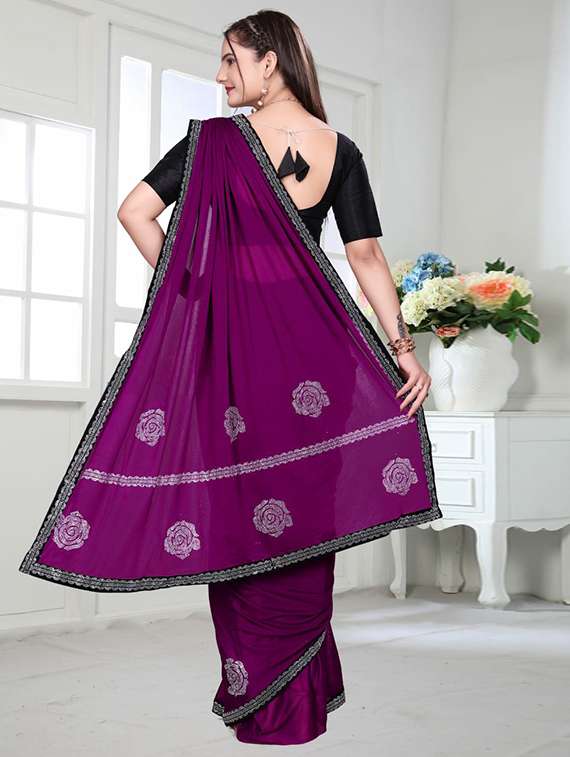 women printed bordered saree with blouse - 22041959 - Standard Image - 2