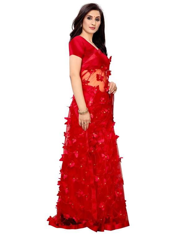 women solid with work embellished saree with blouse - 22041972 - Standard Image - 2