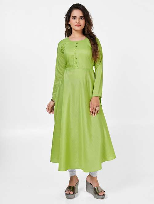 women solid long sleeve anarkali kurta - 22041988 - Standard Image - 0