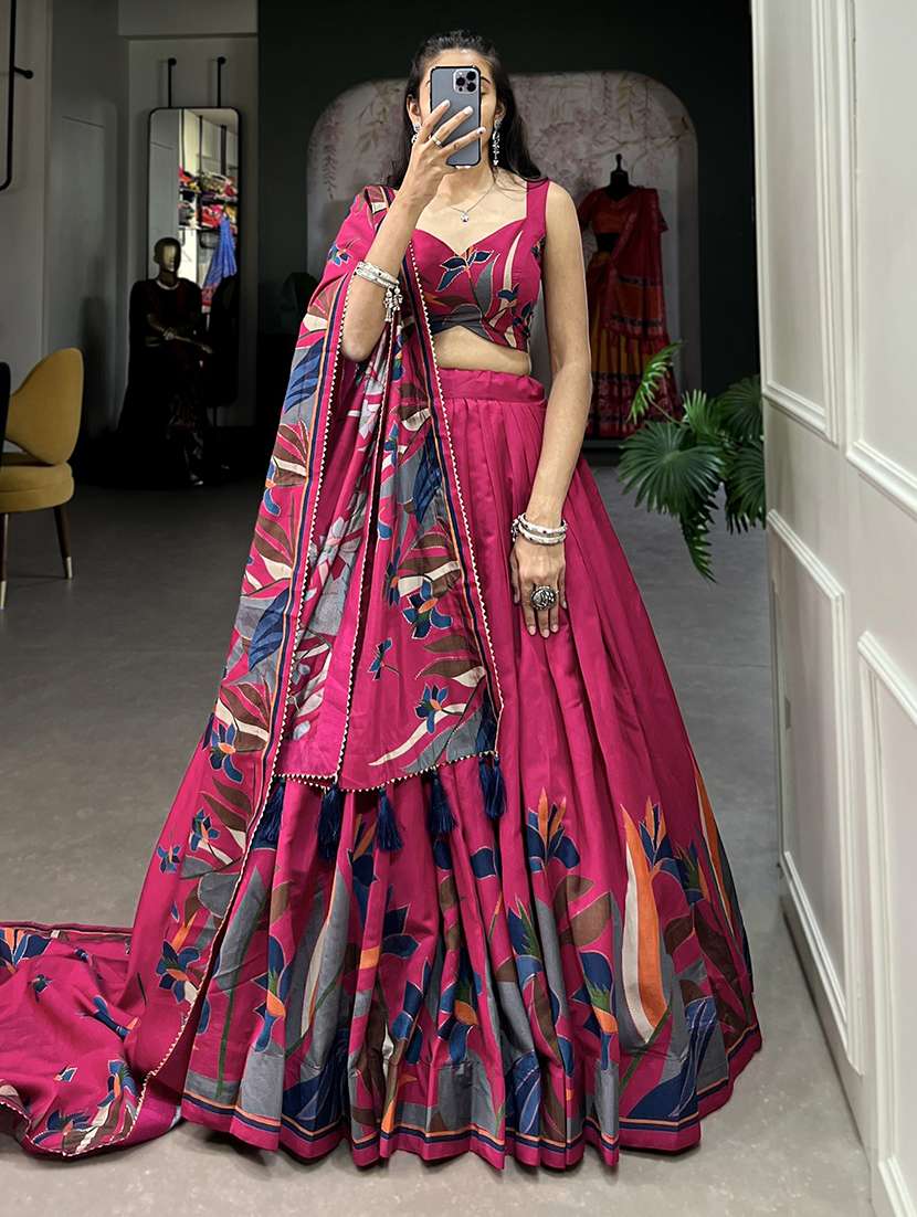 women printed flared lehenga choli with duppata set - 22041990 -  Standard Image - 2