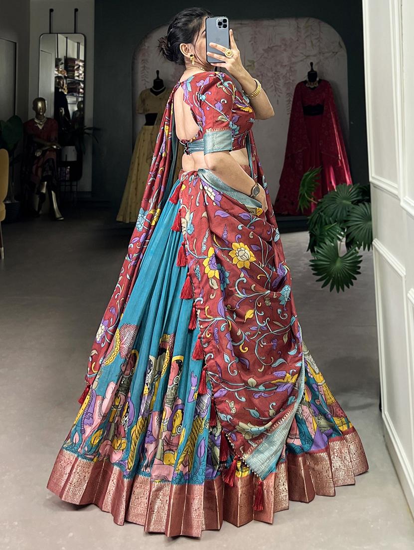 women printed flared lehenga choli with duppata set - 22042003 - Standard Image - 2
