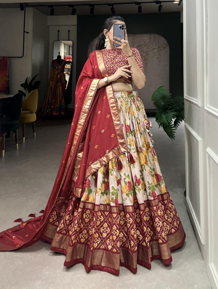 women printed flared lehenga choli with duppata set - 22042008 - Standard Image - 2