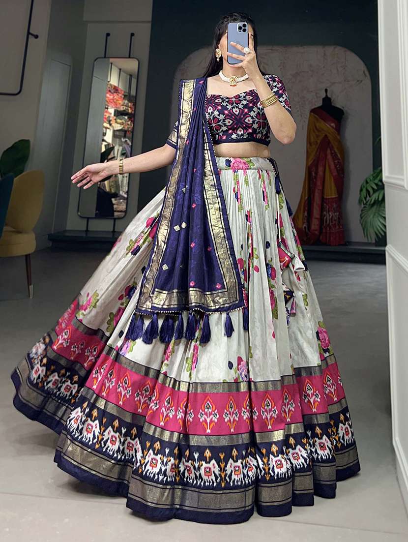 women printed flared unstitched lehenga - 22042014 - Standard Image - 2