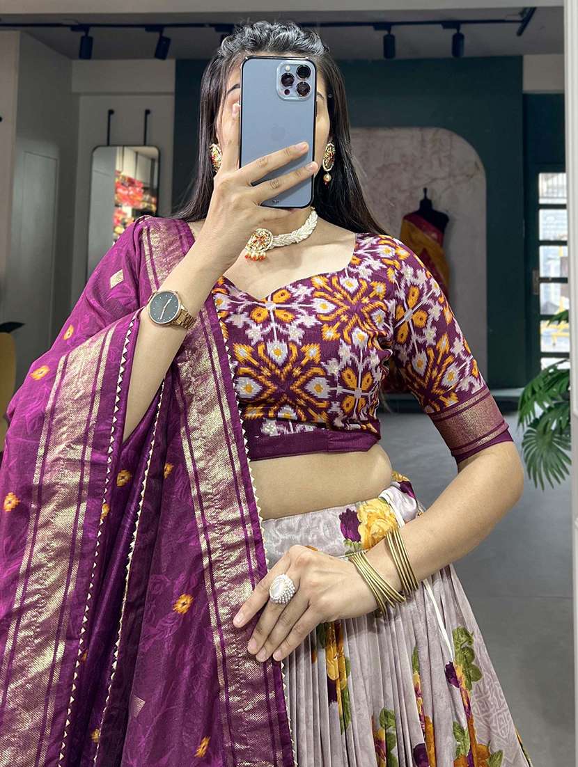 women printed flared unstitched lehenga - 22042015 -  Standard Image - 2