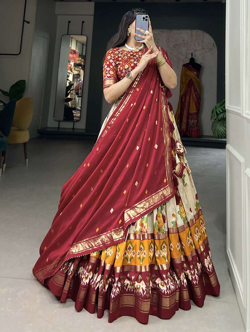 women printed flared unstitched lehenga - 22042016 - Standard Image - 2