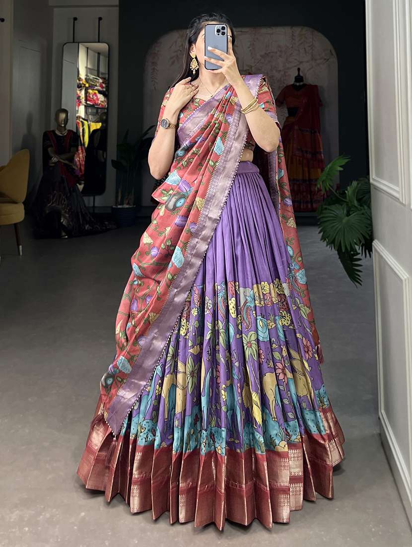 women printed flared unstitched lehenga - 22042024 -  Standard Image - 2