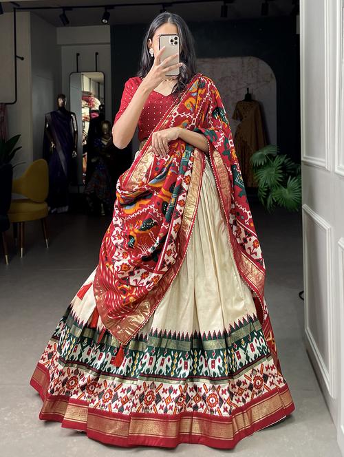 women printed flared unstitched lehenga - 22042042 - Standard Image - 0