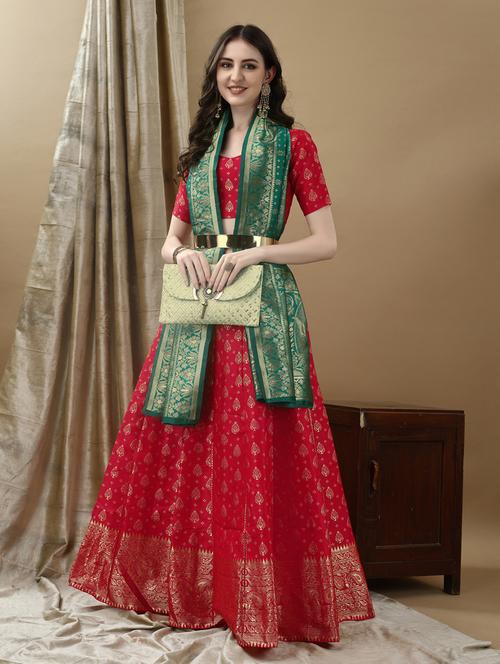 women self designed flared lehenga choli with duppata set - 22042096 - Standard Image - 0
