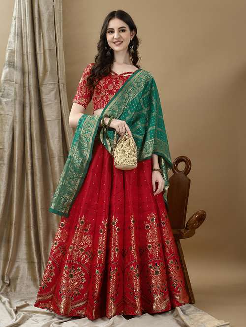 women self design flared unstitched lehenga - 22042100 -  Standard Image - 0