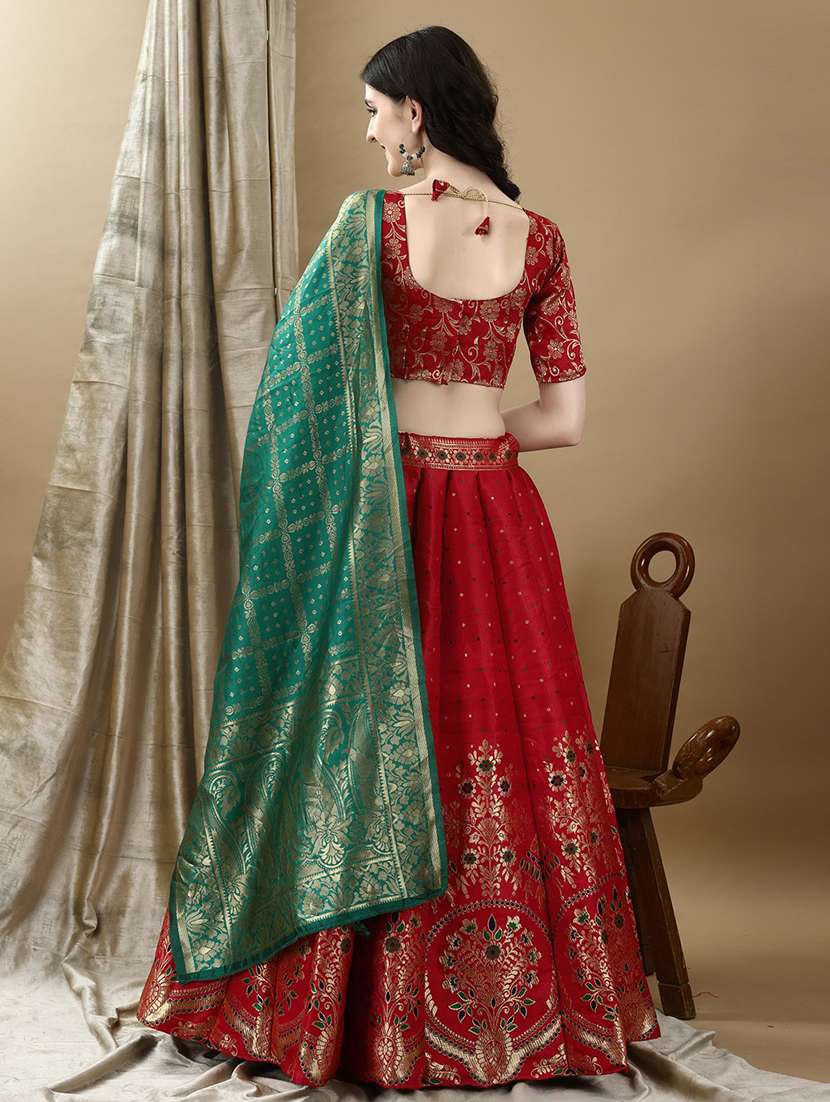 women self design flared unstitched lehenga - 22042100 - Standard Image - 2