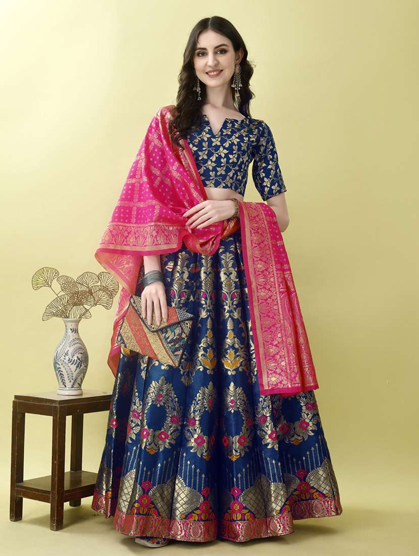 women self designed flared lehenga choli with duppata set