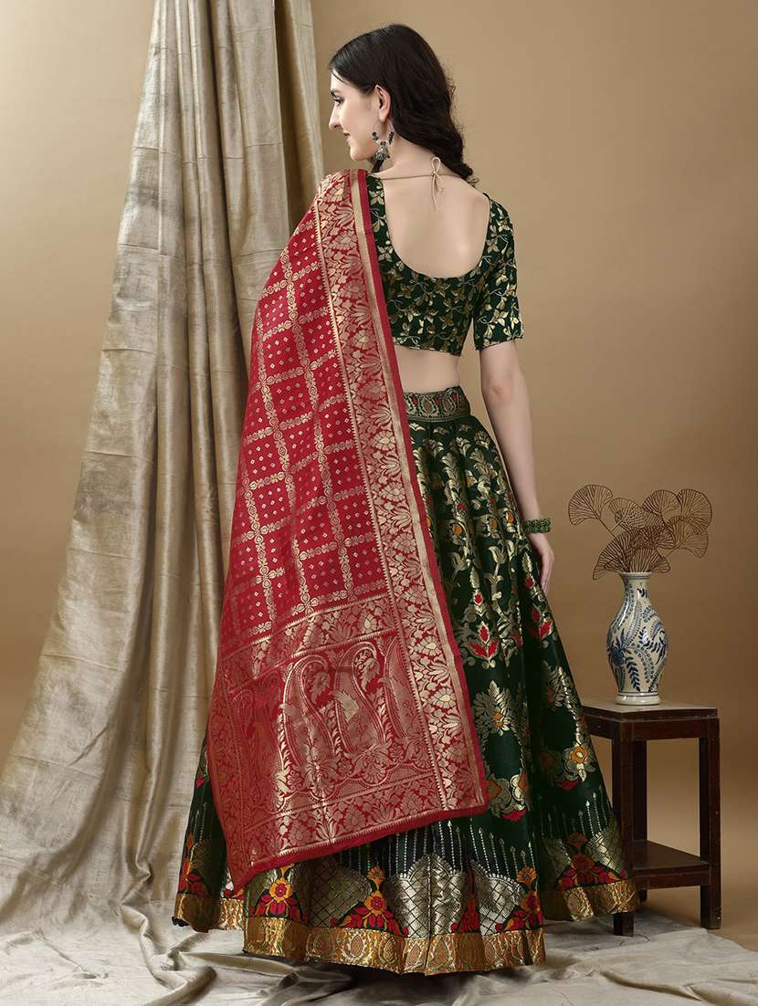 women self design flared unstitched lehenga - 22042102 - Standard Image - 2