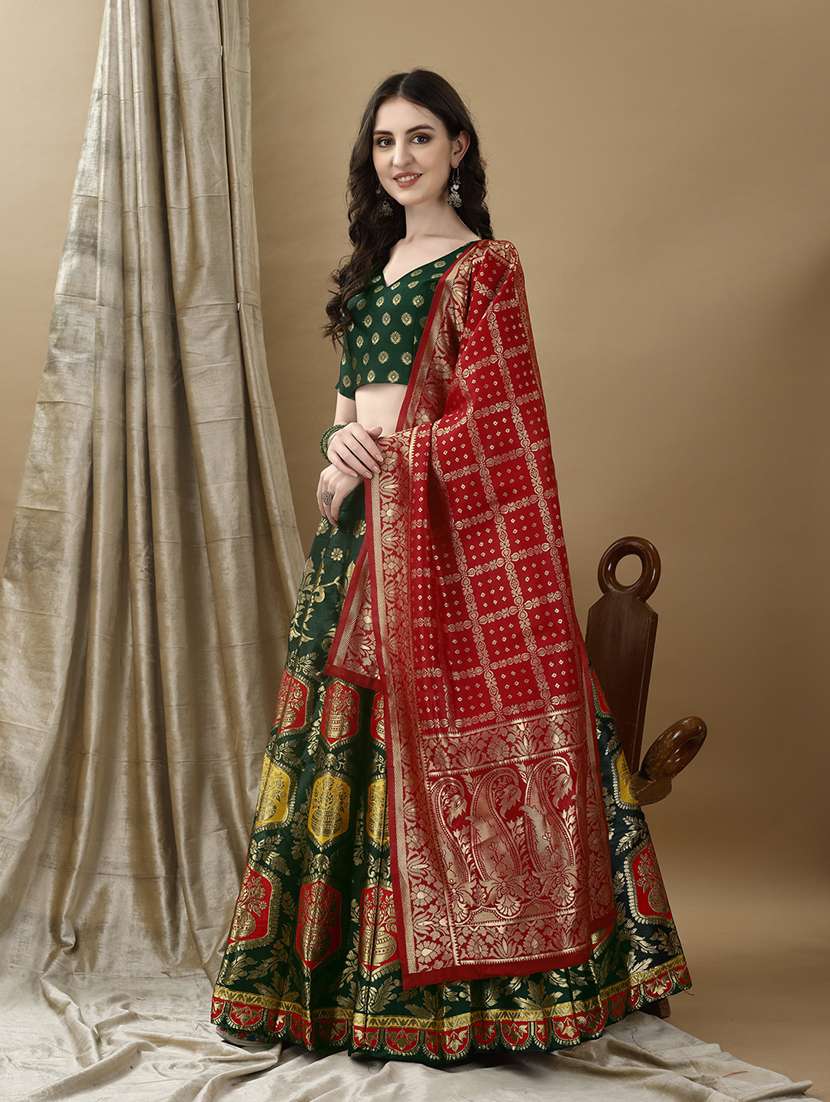 women self design flared unstitched lehenga - 22042105 - Standard Image - 2