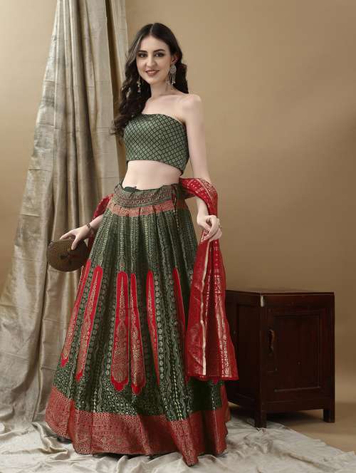 women self designed flared lehenga choli with duppata set - 22042108 - Standard Image - 0