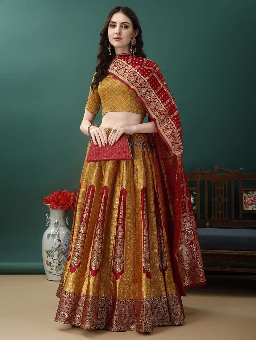 women self design flared unstitched lehenga - 22042110 -  Standard Image - 2