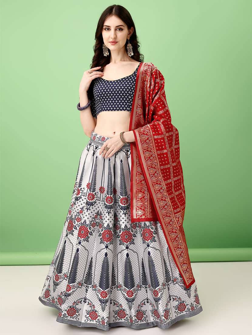 women printed flared lehenga choli with duppata set - 22042120 - Standard Image - 2