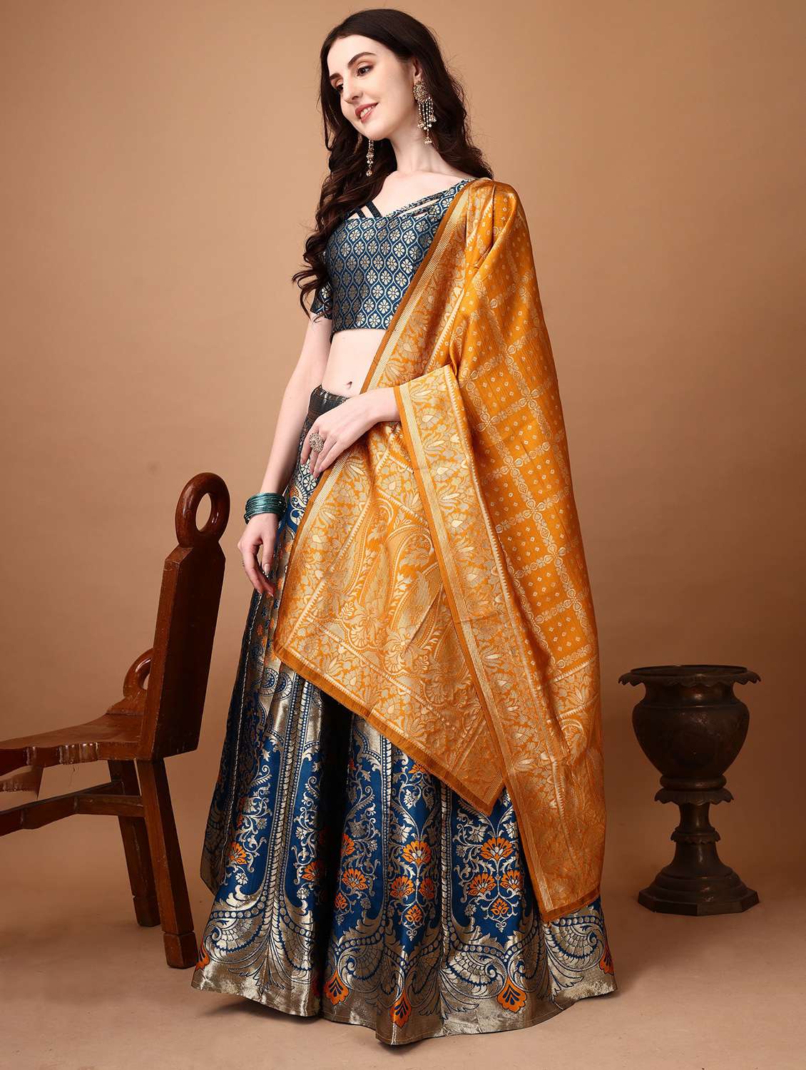 women self designed flared lehenga choli with duppata set - 22042126 - Standard Image - 2