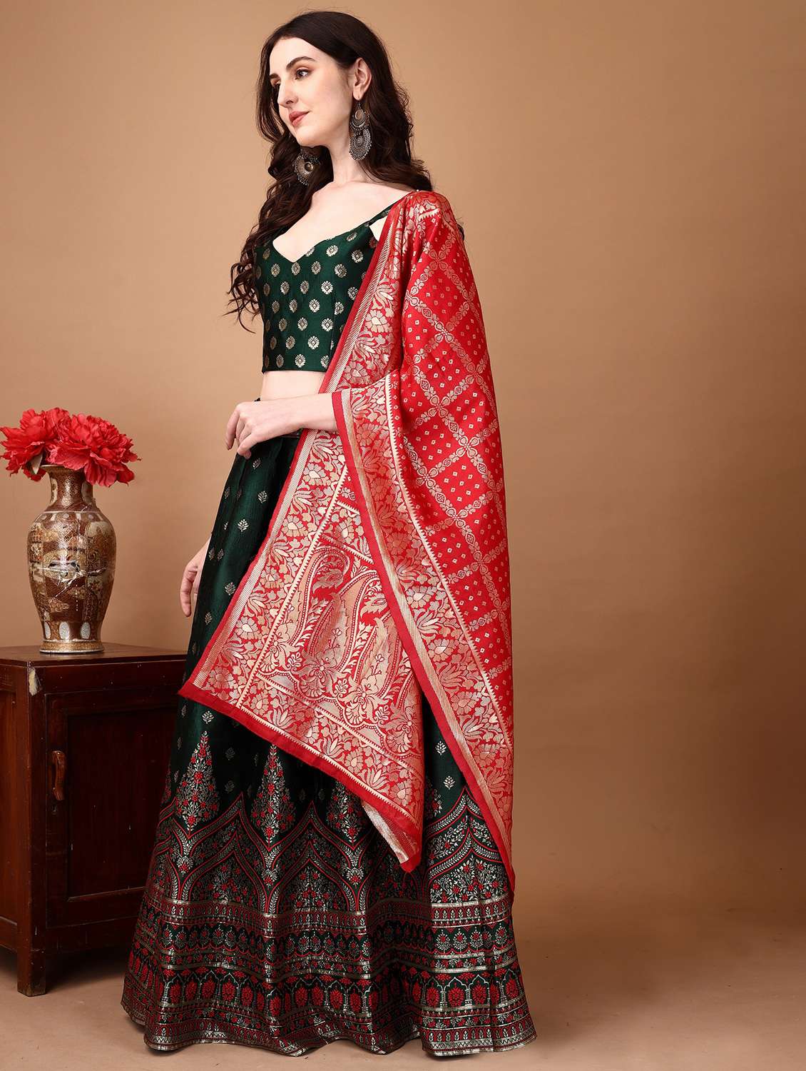women self designed flared lehenga choli with duppata set - 22042134 - Standard Image - 2