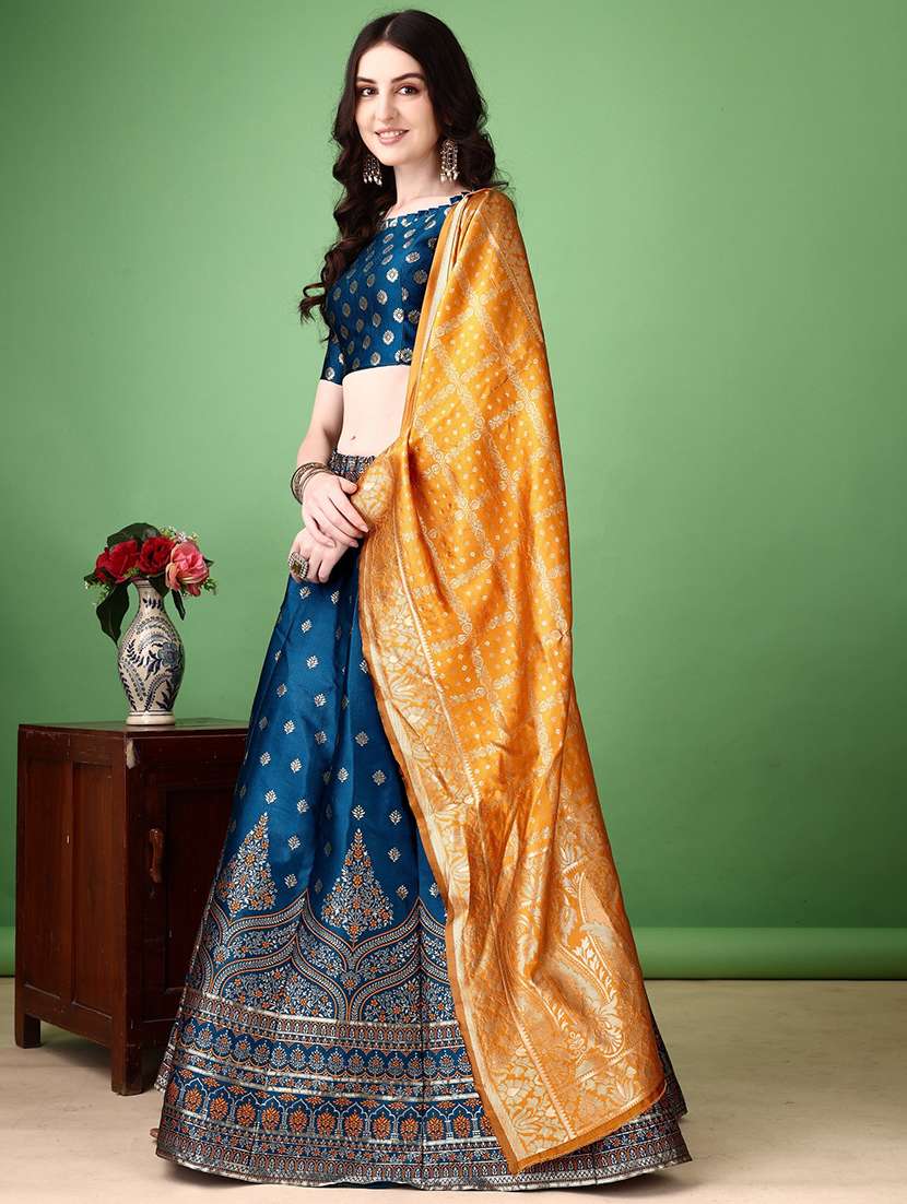 women self design flared unstitched lehenga - 22042136 - Standard Image - 2